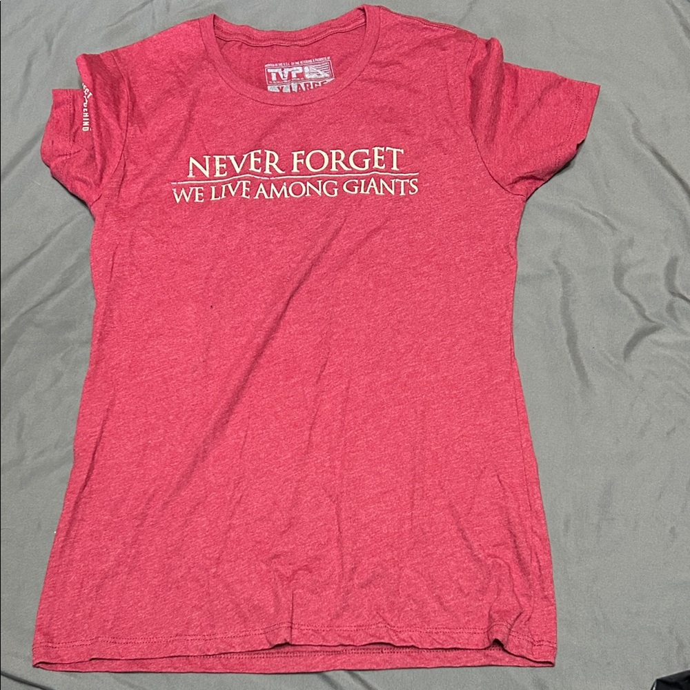 Never Forget We Live Among Giants Kids Red Graphic Tee